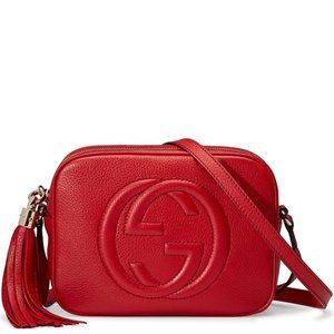 Authentic Gucci Soho Small Leather Disco Bag - Red